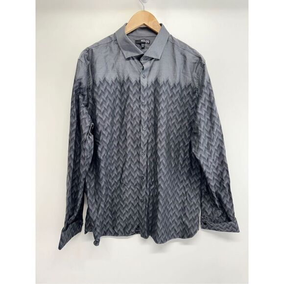 Murano Casual Shirt Size Mens Extra Large Gray Black Collared Long Sleeve - Picture 1 of 8